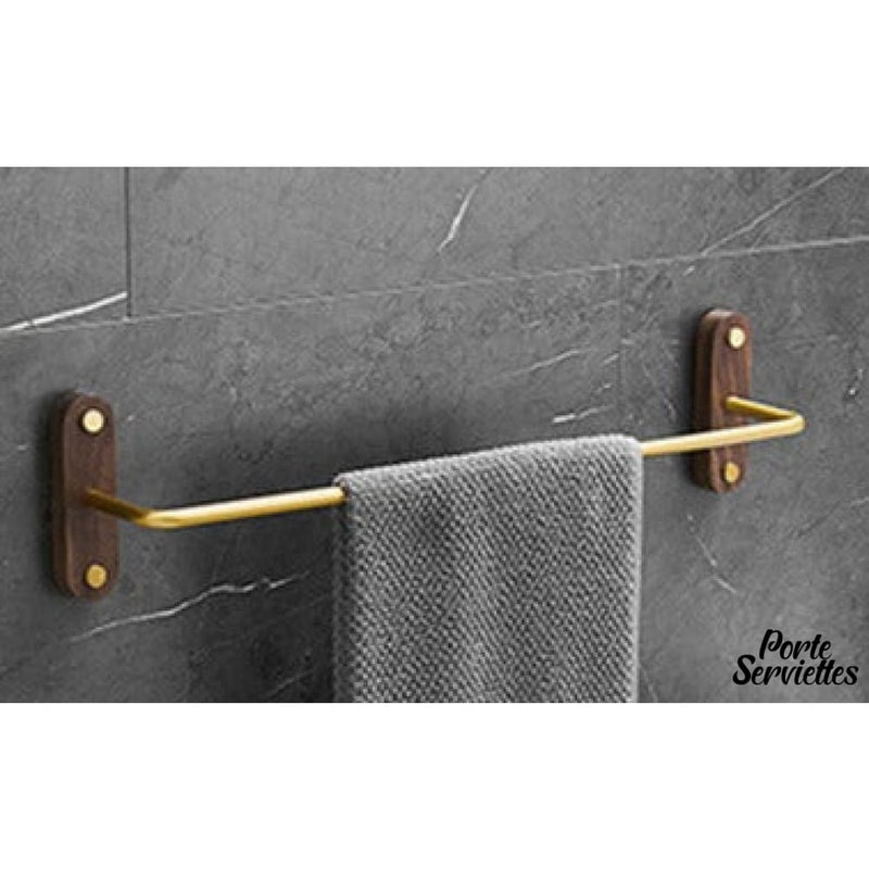 Barre porte serviette murale bois pour salle de bain