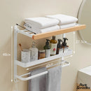 Etagere bois porte serviette salle de bain
