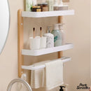 Etagere bois porte serviette salle de bain