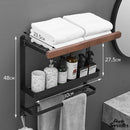 Etagere bois porte serviette salle de bain