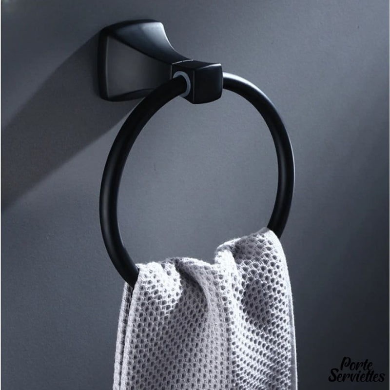 Porte serviette anneau métal noir mat