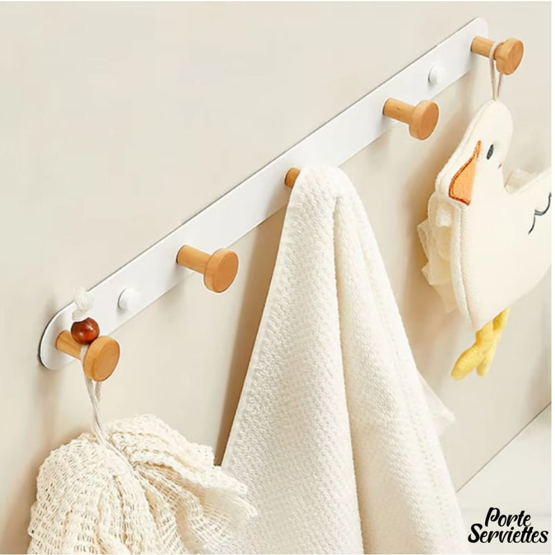 Porte serviette en bois salle de bain