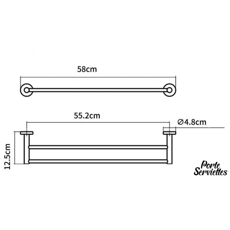 Double porte serviette en acier brossé
