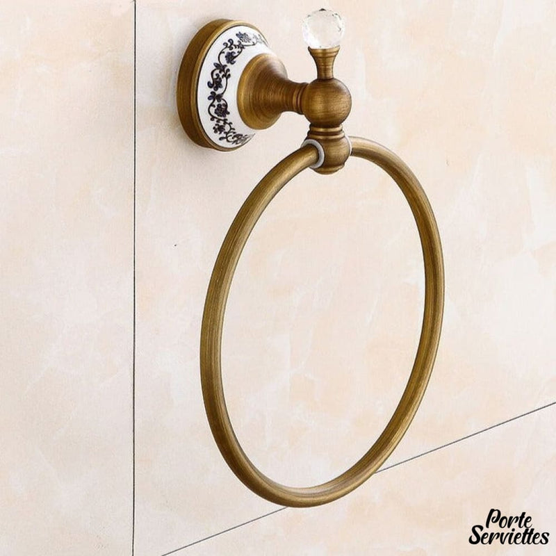 Porte serviette année 1930 en bronze doré forme anneau