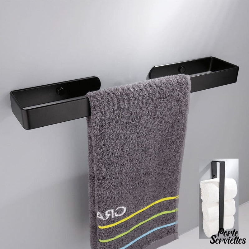 Porte serviette salle de bain noir mat