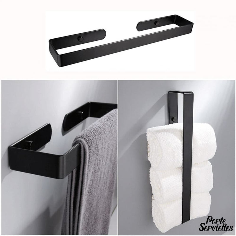 Porte serviette salle de bain noir mat